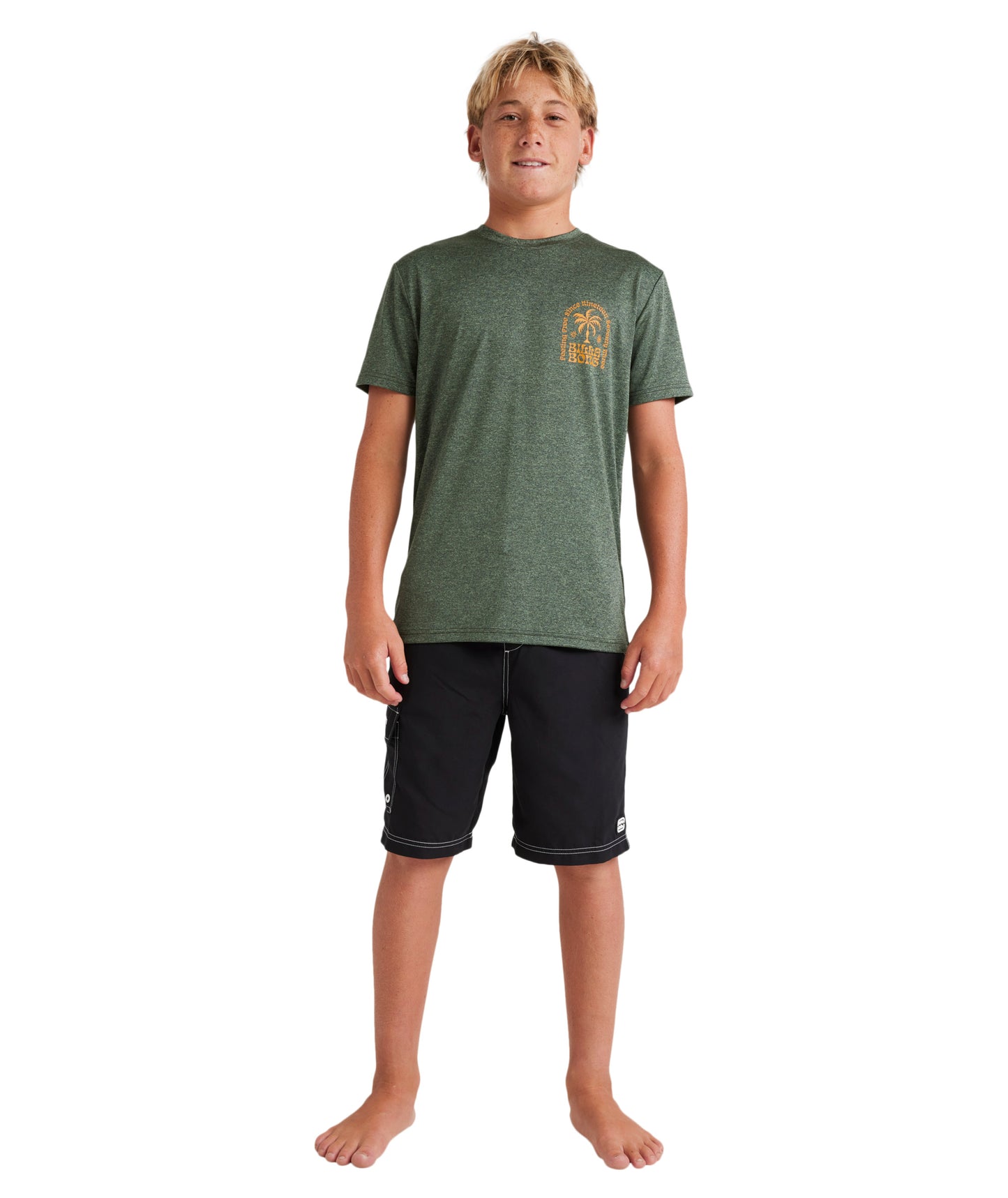 Billabong Boys Big Wave Shazza Lf Ss Rash Vest - Military Heather