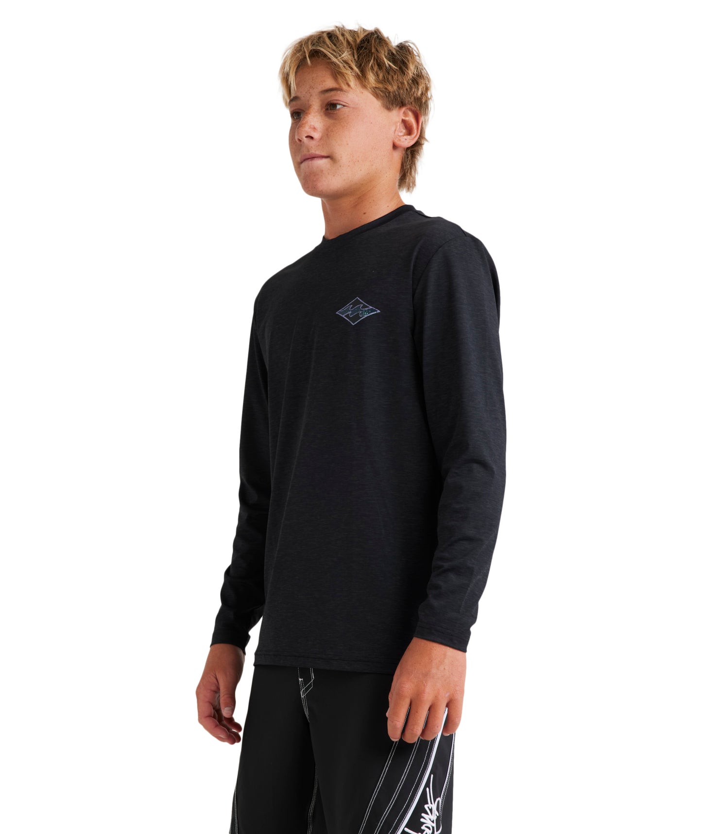 Billabong Boys Diamond Shoreline Lf Ls Rash Vest - Black Heather
