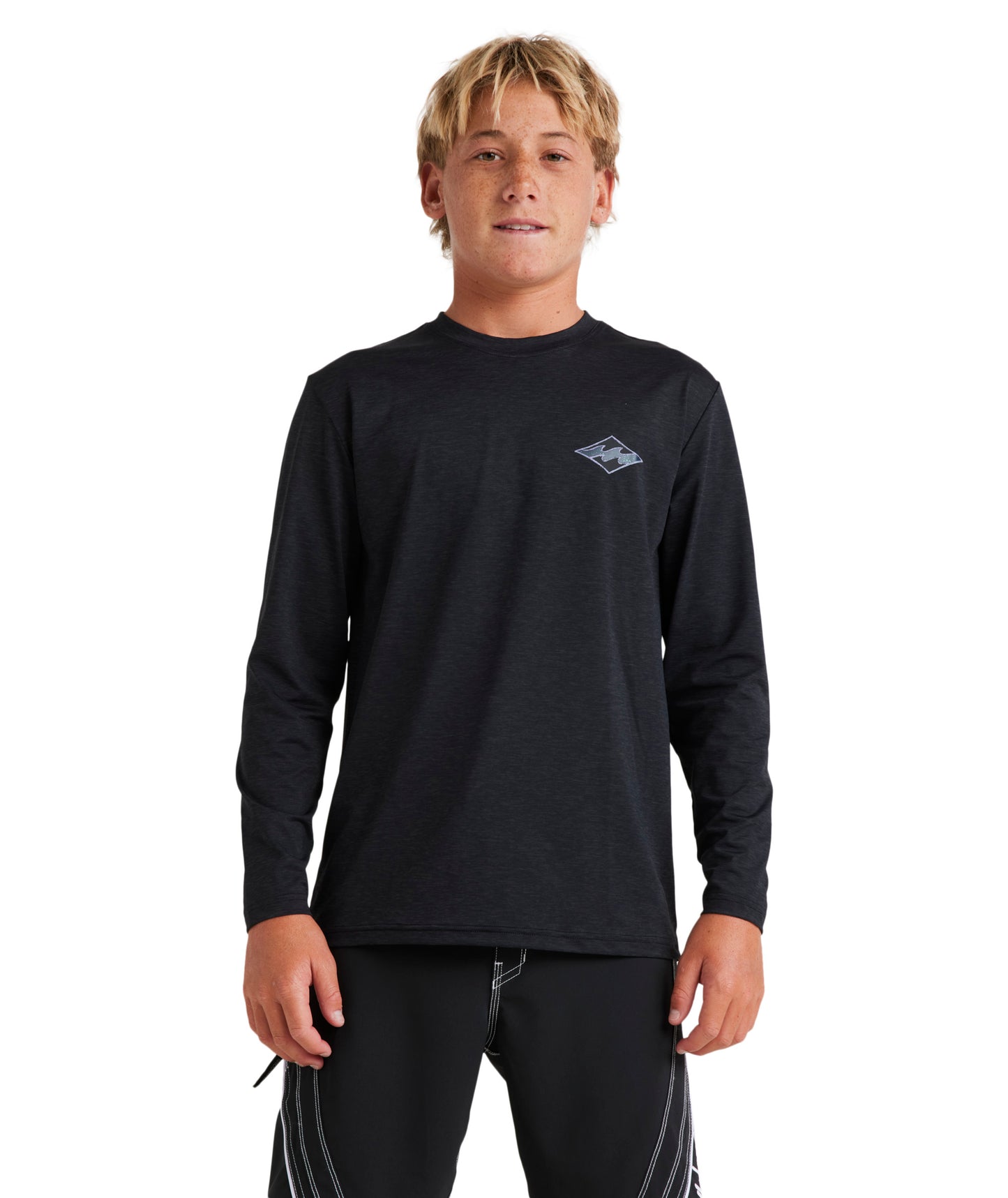 Billabong Boys Diamond Shoreline Lf Ls Rash Vest - Black Heather