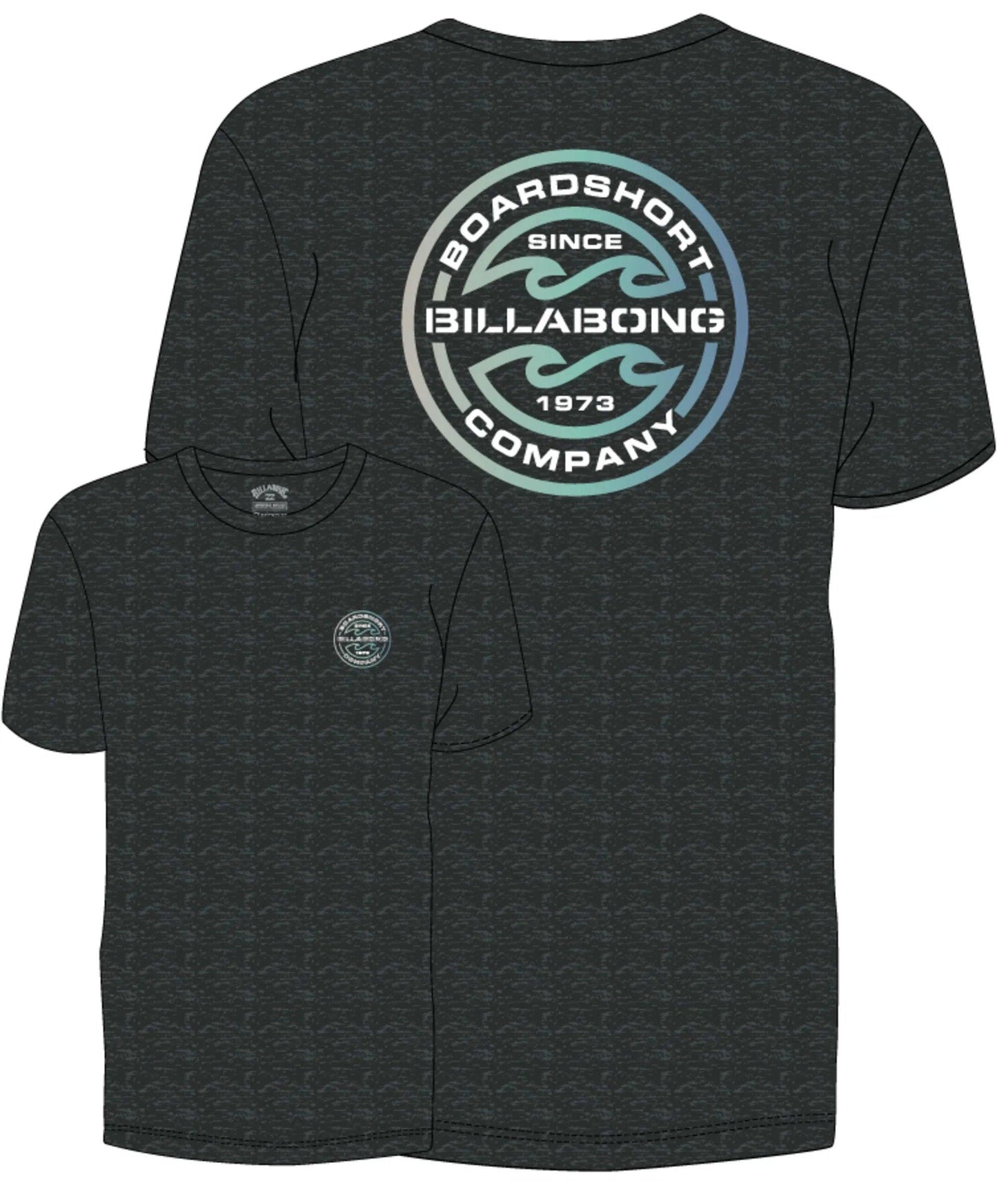 Billabong Groms Rotar Shoreline LF SS Rash Vest - Black Heather - Guys & Girls Surf n Street