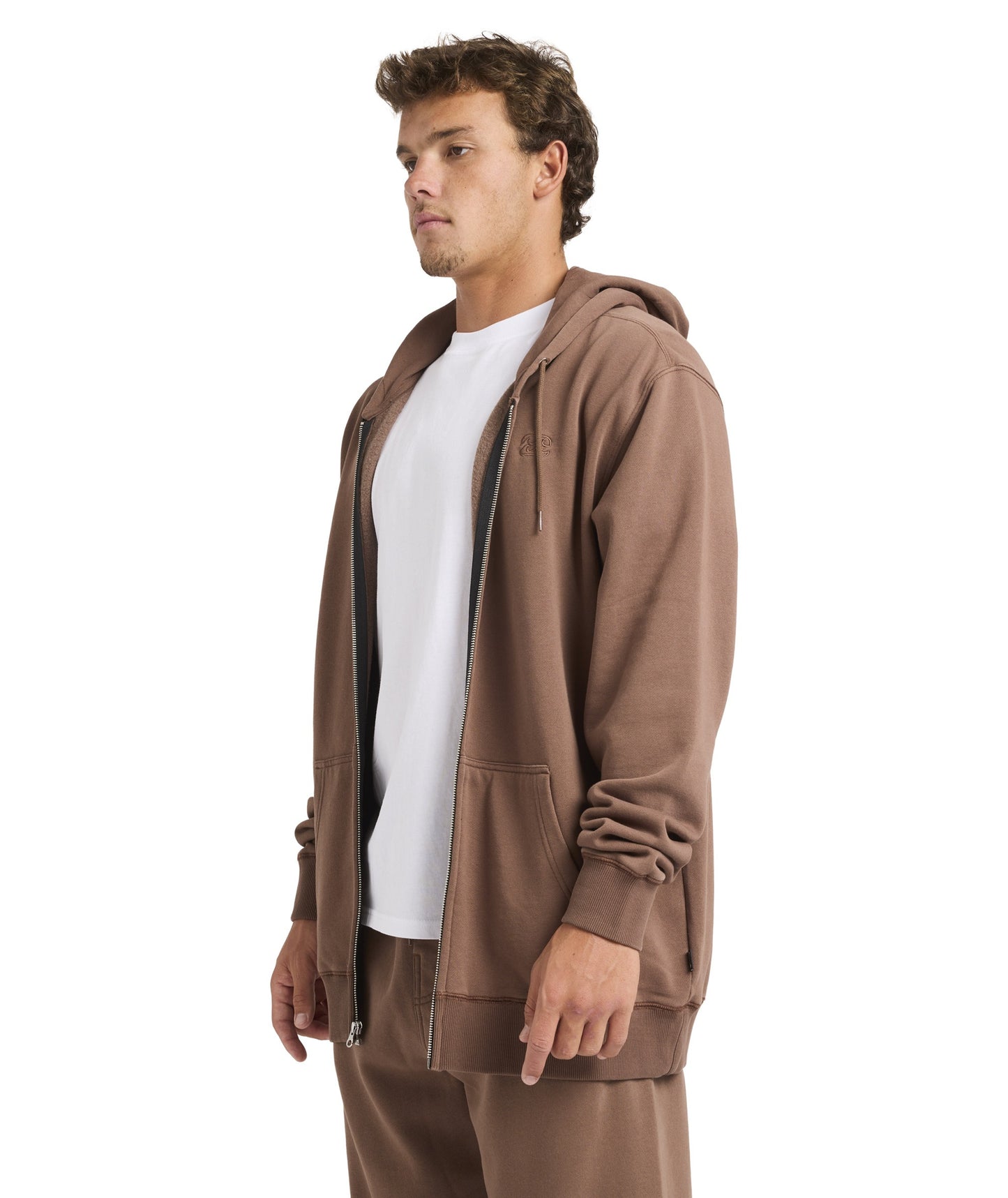 Billabong Premium Wave Wash Zip Up Hoodie - Mocha