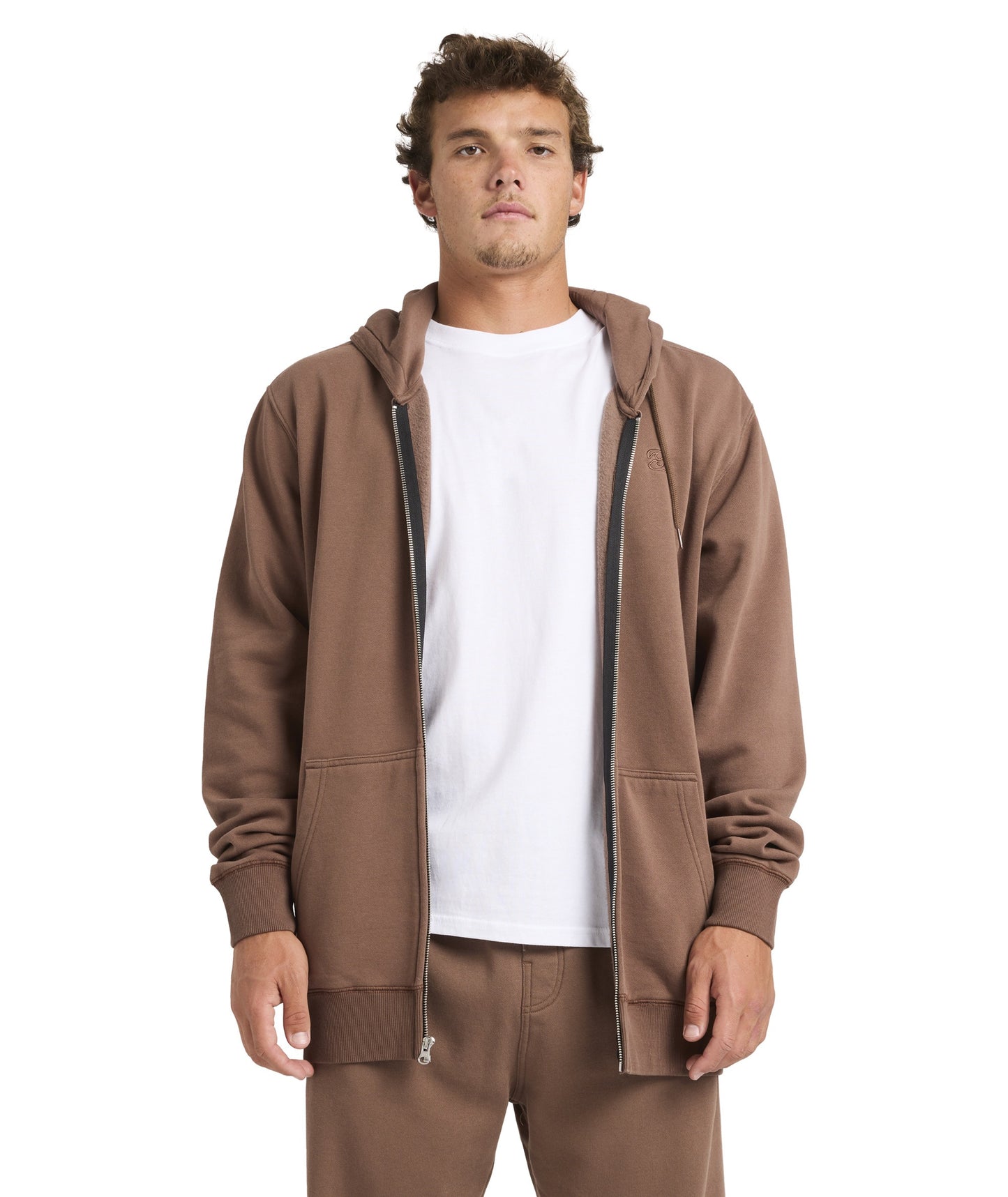 Billabong Premium Wave Wash Zip Up Hoodie - Mocha