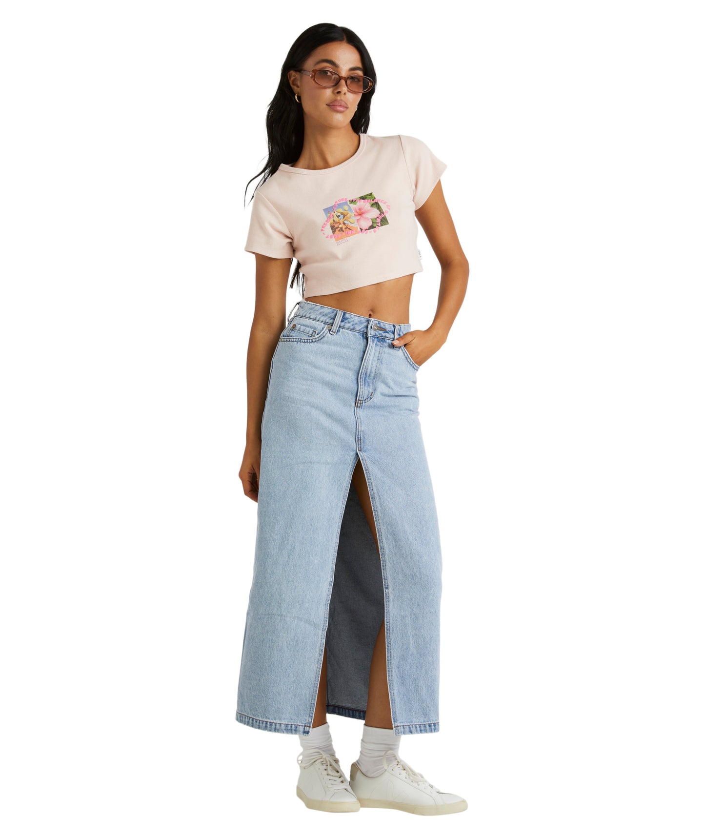 RVCA Denim Midi Skirt - Vintage Blue