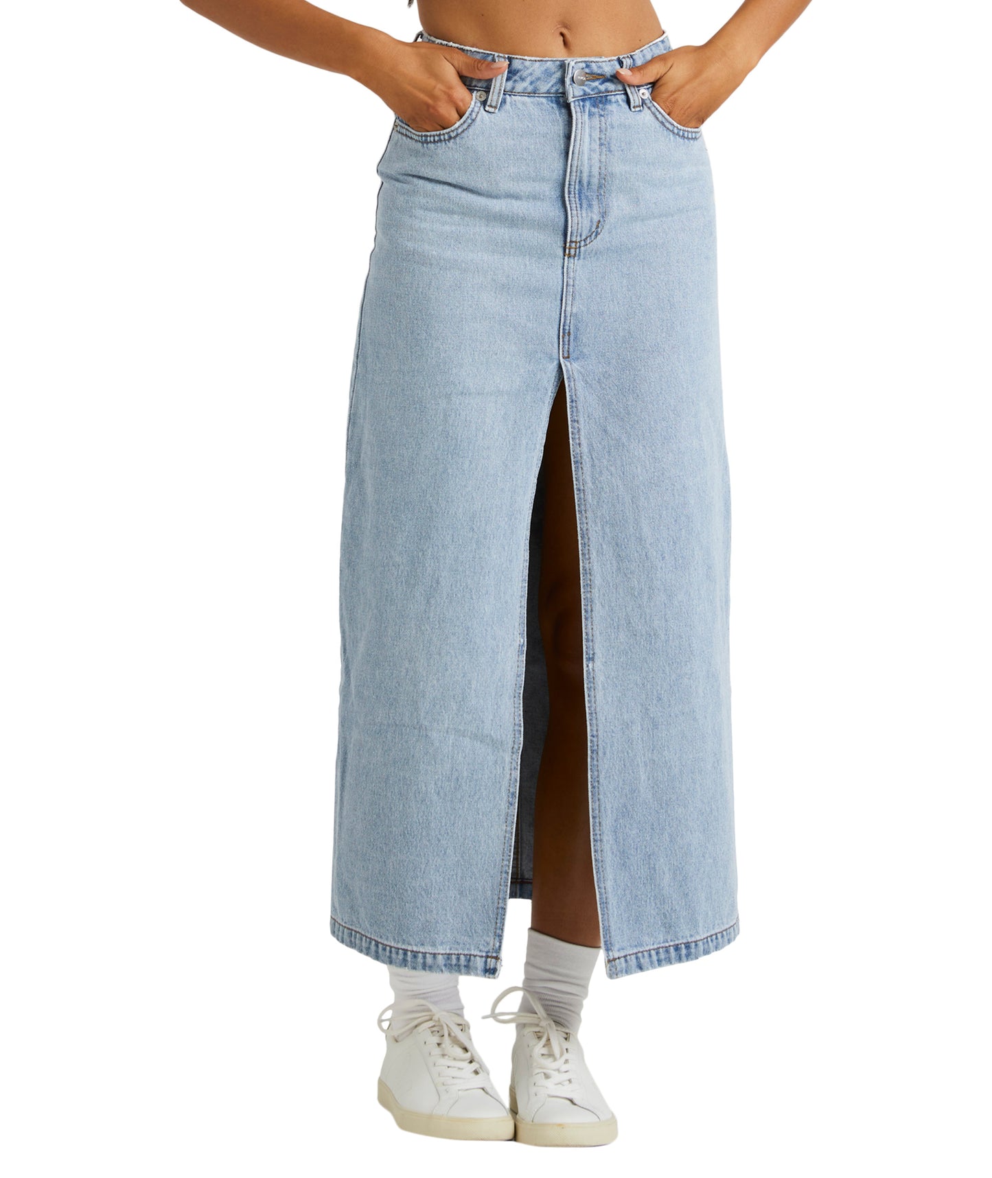 RVCA Denim Midi Skirt - Vintage Blue