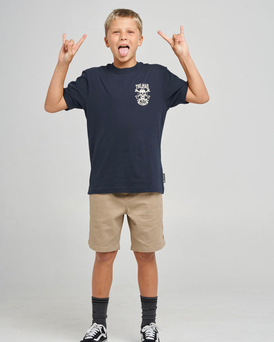 The Mad Hueys Anchor Skull Youth SS Tee - Navy