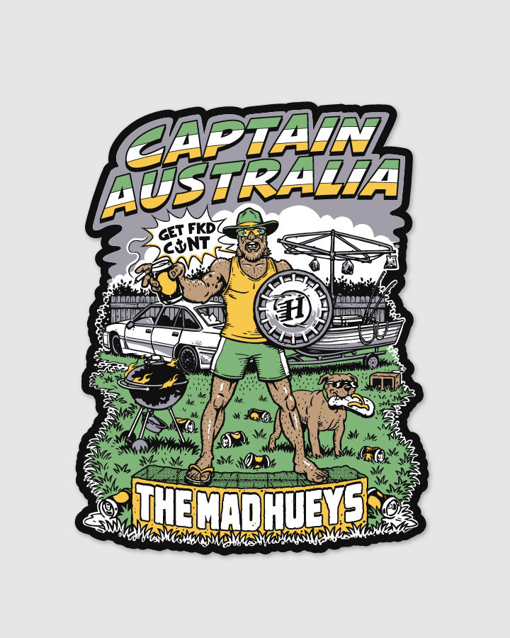 The Mad Hueys Captain Australia Sticker - Black