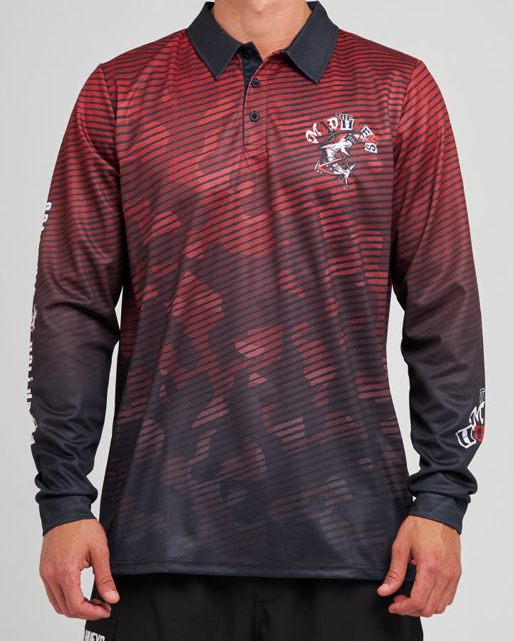 The Mad Hueys Catch Fish UPF 50+ Fishing Jersey - Red