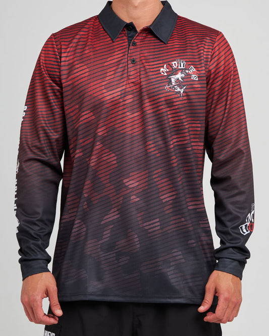 The Mad Hueys Catch Fish UPF 50+ Fishing Jersey - Red
