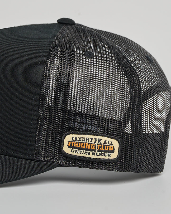 The Mad Hueys Caught Fk All Skull Twill Trucker - Black