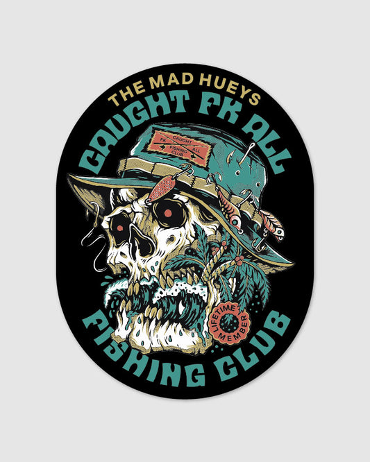 The Mad Hueys Caught FK Skull Sticker - Black