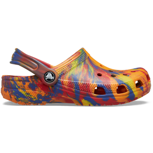 Crocs Kids’ Classic Marbled Clog - Orange Zing / Multi