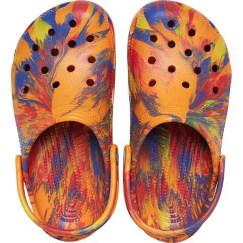 Crocs Kids’ Classic Marbled Clog - Orange Zing / Multi
