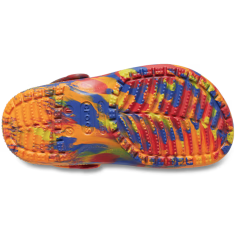 Crocs Kids’ Classic Marbled Clog - Orange Zing / Multi