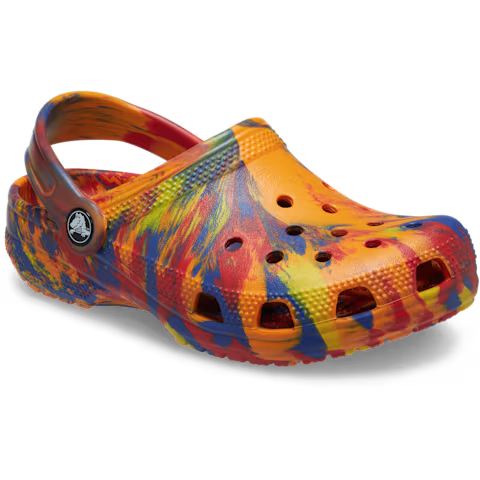 Crocs Kids’ Classic Marbled Clog - Orange Zing / Multi