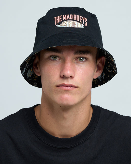 The Mad Hueys Day For It Froggies Reversible Bucket Hat - Vintage Black