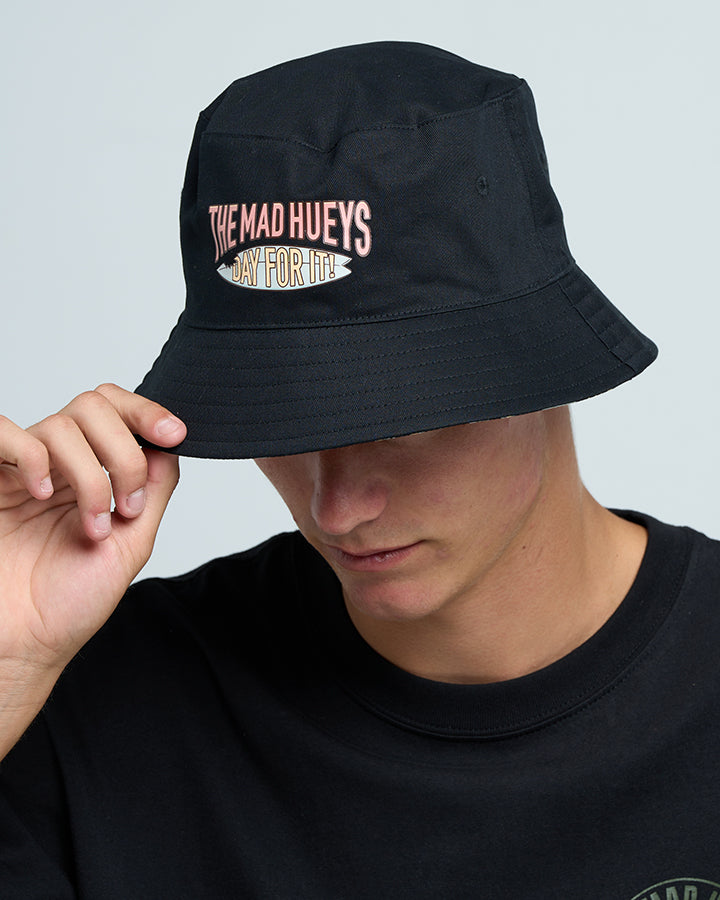The Mad Hueys Day For It Froggies Reversible Bucket Hat - Vintage Black