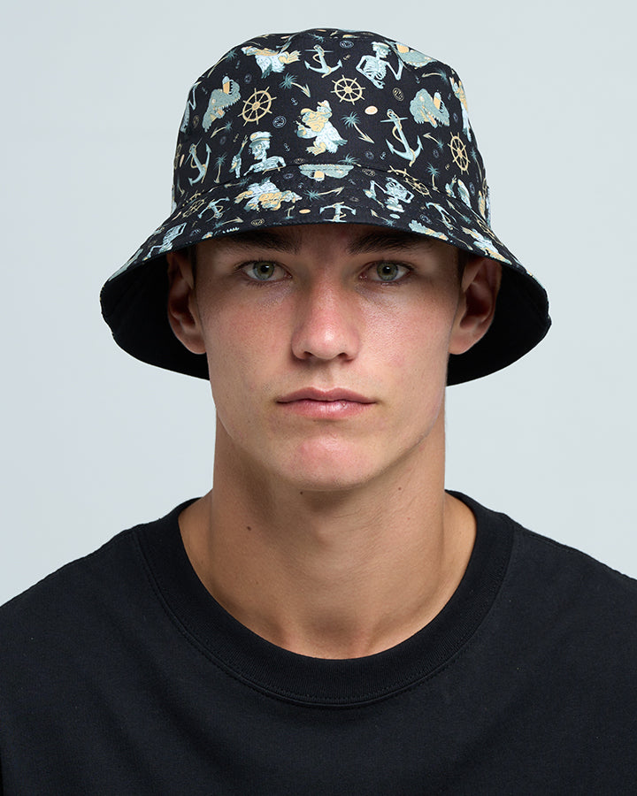 The Mad Hueys Day For It Froggies Reversible Bucket Hat - Vintage Black