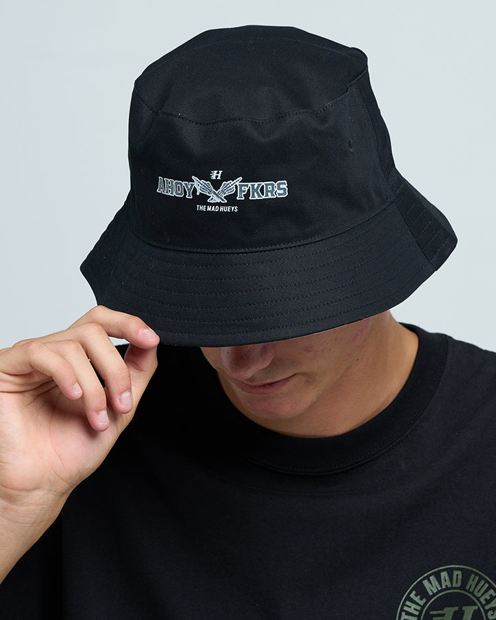 The Mad Hueys Fkrs Ahoy Reversible Bucket Hat - Black