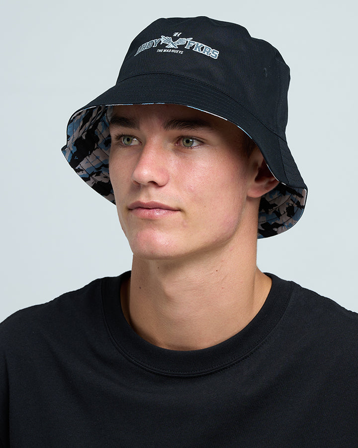 The Mad Hueys Fkrs Ahoy Reversible Bucket Hat - Black