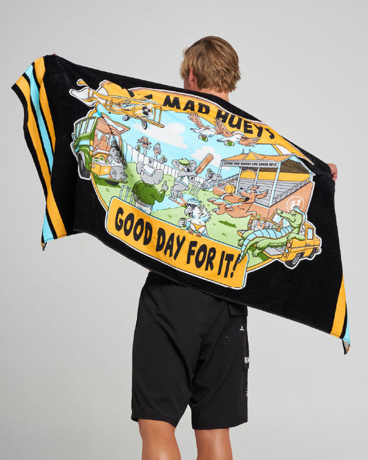 The Mad Hueys Good Day For It Beach Towel - Black