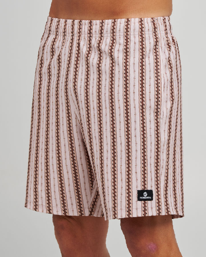 The Mad Hueys Hueys Stripe 18" Swim Volley Short - Stone