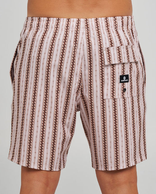 The Mad Hueys Hueys Stripe 18" Swim Volley Short - Stone