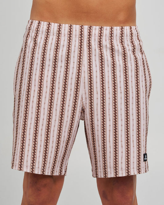The Mad Hueys Hueys Stripe 18" Swim Volley Short - Stone