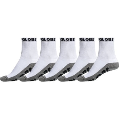 Globe Quarter Sock (7-11) 5 Pack - White
