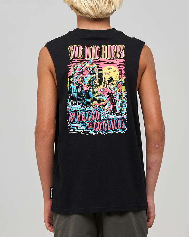 The Mad Hueys King Cod Codzilla Youth Muscle - Black