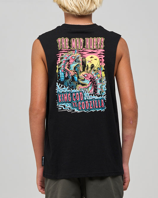 The Mad Hueys King Cod Codzilla Youth Muscle - Black