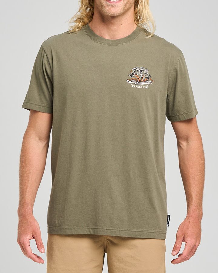 The Mad Hueys  Kraken Port Hole SS Tee - Olive