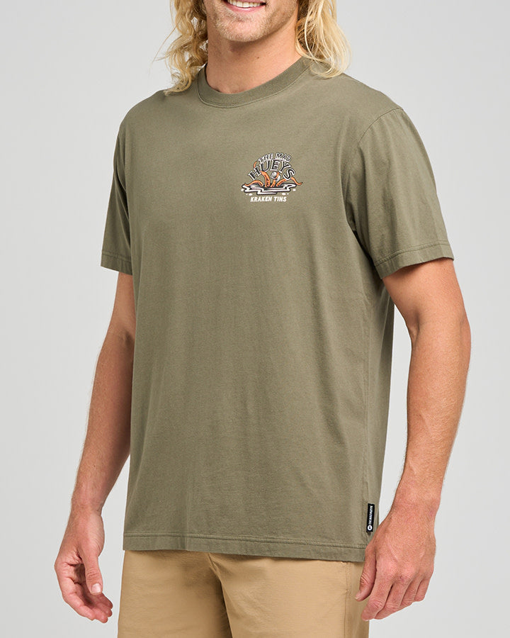 The Mad Hueys  Kraken Port Hole SS Tee - Olive
