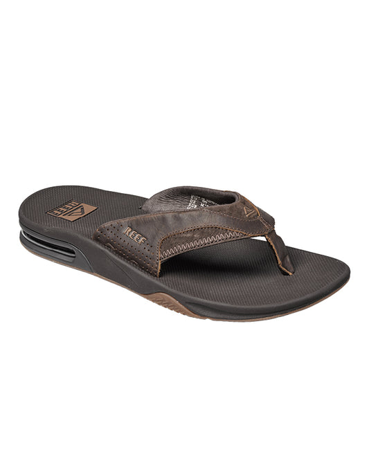 Reef Leather Fanning Thong -  Dark Brown