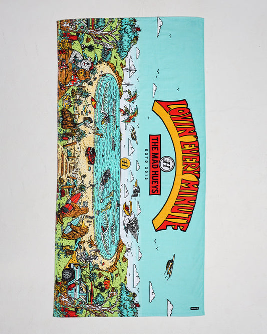 The Mad Hueys  Oz Straya Beach Towel - Aqua