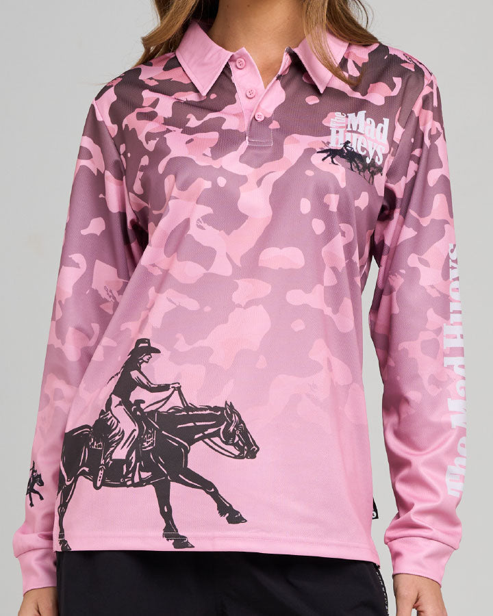 The Mad Hueys Ranch Hueys Womens UPF 50+ Fishing Jersey - Pink
