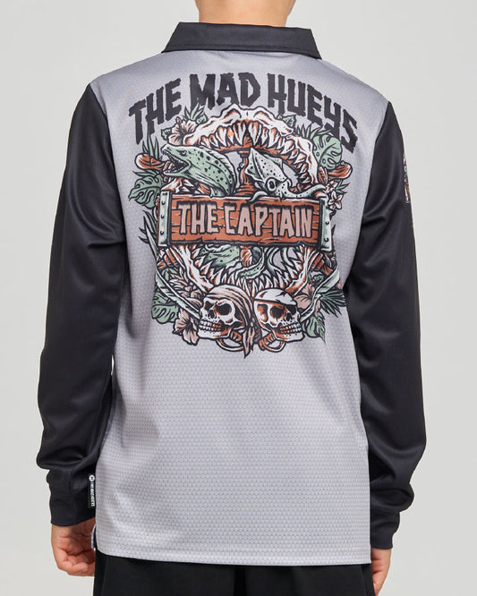 The Mad Hueys Troppo Captain Youth UPF 50+ Fishing Jersey - Smoke