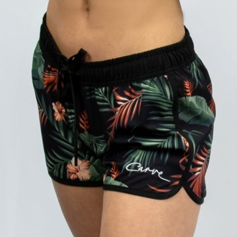 Carve Kaia Girls Elastic Waist Boardies - Black/Floral
