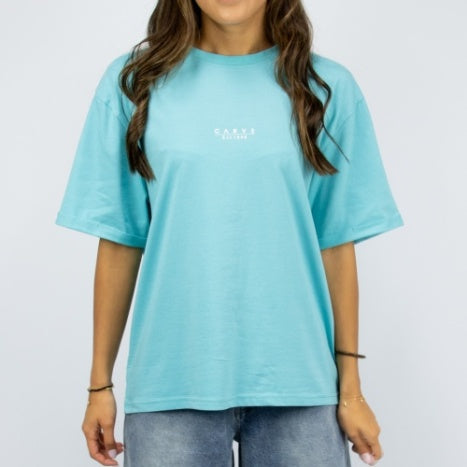 Carve Series Womens Oversized Tee - Aqua