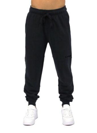 Carve Fluid Mens Elastic Waist Rib Ankle Cuff Trackies - Black