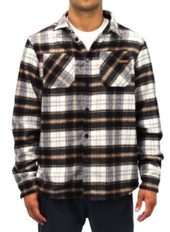 Carve Denver Mens L/S Flannel Shirt - Mud / Charcoal