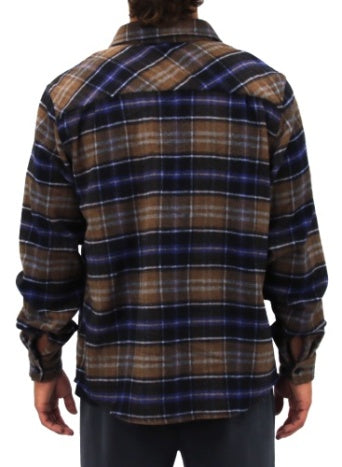 Carve Denver Mens L/S Flannel Shirt - Navy/Brown