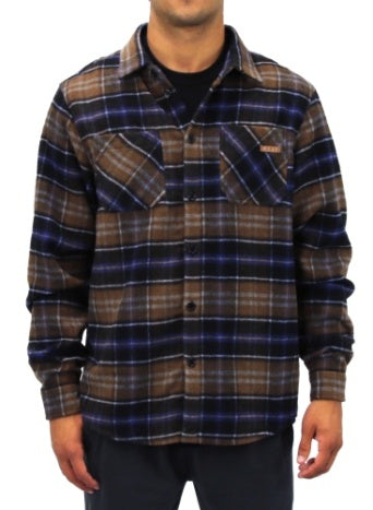 Carve Denver Mens L/S Flannel Shirt - Navy/Brown
