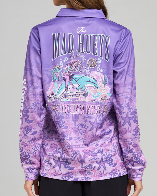The Mad Hueys Yee Haw FKRS Womens UPF 50+ Fishing Jersey - Purple