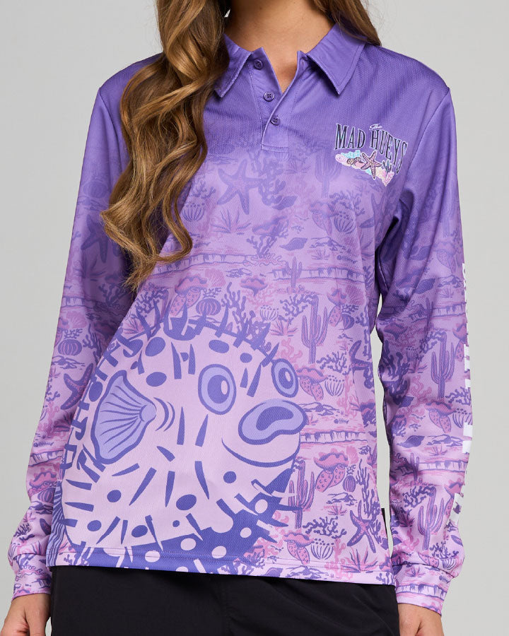 The Mad Hueys Yee Haw FKRS Womens UPF 50+ Fishing Jersey - Purple