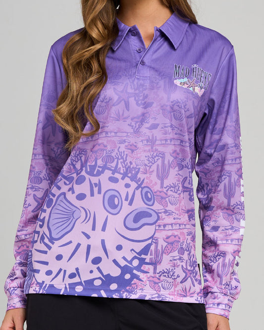 The Mad Hueys Yee Haw FKRS Womens UPF 50+ Fishing Jersey - Purple