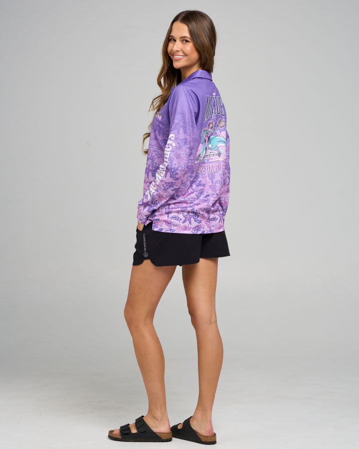 The Mad Hueys Yee Haw FKRS Womens UPF 50+ Fishing Jersey - Purple