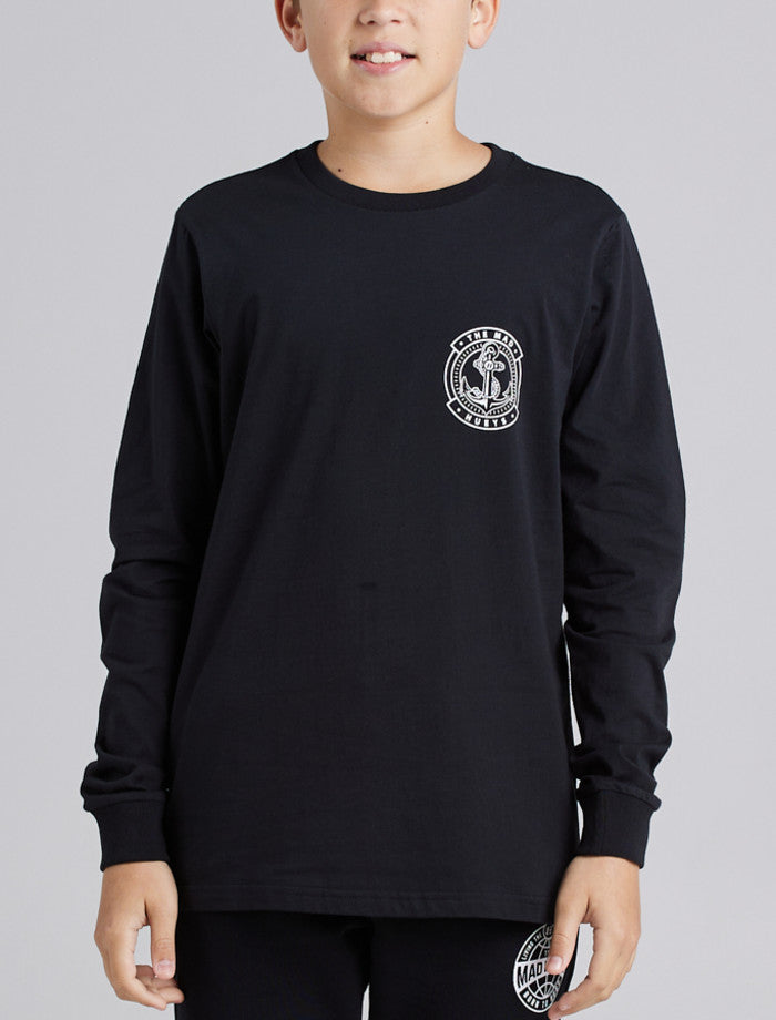 Mad Hueys Flying H Anchor Youth LS Tee - Black