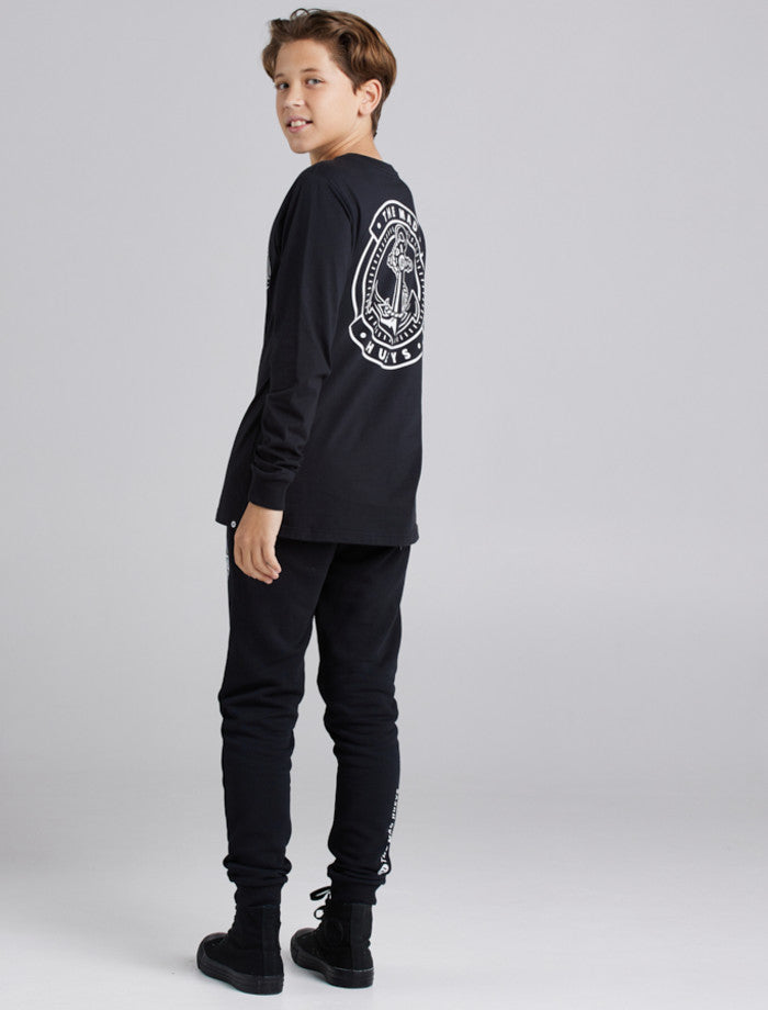 Mad Hueys Flying H Anchor Youth LS Tee - Black