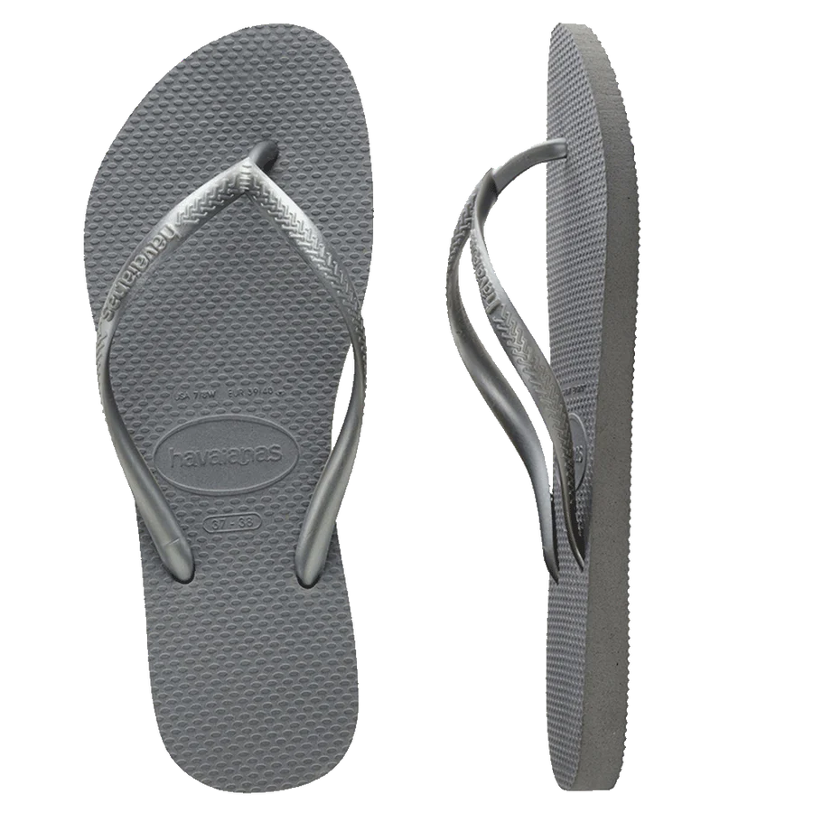Havaianas Slim Metallic Thongs - Steel Grey