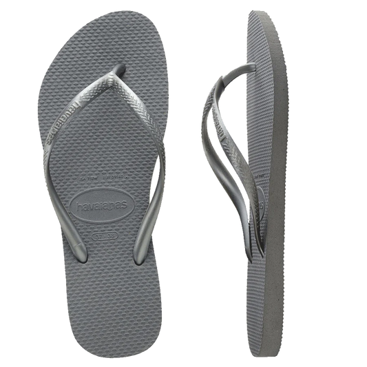 Havaianas Slim Metallic Thongs - Steel Grey